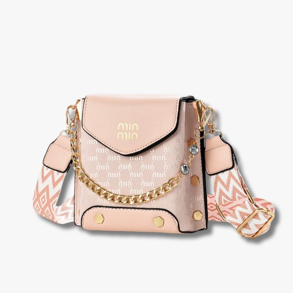 1-1-2.jpg Trendy PU Leather Crossbody Handbag with Chain & Wide Strap - Image 1