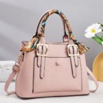 Elegant PU Leather Handbag with Scarf Handle & Buckle Design - Image 4