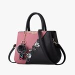 The Floral Embellishment Satchel - Top-Handle Tote with Pom Charm - Image 3