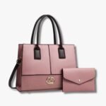 Stylish PU Leather Tote Handbag with Matching Clutch