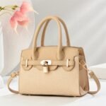 Trendy PU Leather Handbag with Golden Lock Design - Image 3