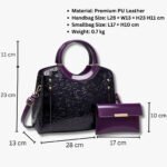 Elegant Embossed PU Leather Handbag with Matching Clutch - Image 5