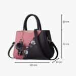 The Floral Embellishment Satchel - Top-Handle Tote with Pom Charm - Image 4