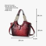 Crocodile Pattern PU Leather Shoulder & Handbag with Gold Chain Handles - Image 4