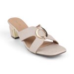 Zelion Women’s Premium Metallic Block Heel Slip-On Sandals - Image 3