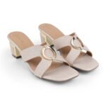 Zelion Women’s Premium Metallic Block Heel Slip-On Sandals