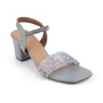 Zelion | Women’s Embellished Square-Toe T-Strap Sandals - Image 4
