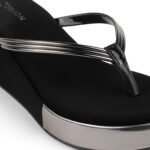 Zelion | Women Pewter & Rose Gold-Toned Wedge Sandals - Image 4