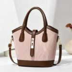 Chic Two-Tone Bucket Tote Bag - Image 2