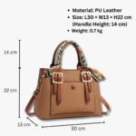 Elegant PU Leather Handbag with Scarf Handle & Buckle Design - Image 6