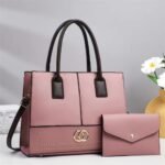 Stylish PU Leather Tote Handbag with Matching Clutch - Image 2