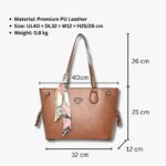 Elegant PU Leather Tote Handbag with Scarf Accent - Image 5