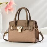 Trendy PU Leather Handbag with Golden Lock Design - Image 2