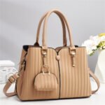 Elegant PU Leather Handbag with Mini Pouch - Image 2