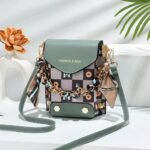 Playful Checkerboard Mini Phone Bag - Scarf & Chain  Crossbody - Image 2
