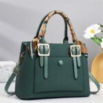 Elegant PU Leather Handbag with Scarf Handle & Buckle Design - Image 3