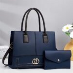 Stylish PU Leather Tote Handbag with Matching Clutch - Image 3