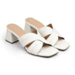 Zelion | Women’s Premium Criss Cross Block Heel Slip-On