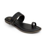 Zelion | Classic Toe-Ring Flat Sandals with Gold Accents - Image 3
