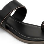 Zelion | Classic Toe-Ring Flat Sandals with Gold Accents - Image 4