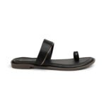 Zelion | Classic Toe-Ring Flat Sandals with Gold Accents - Image 2