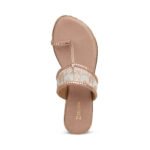 Zelion | Women Beige Ethnic Kolhapuri Wedges with Embroidery - Image 5